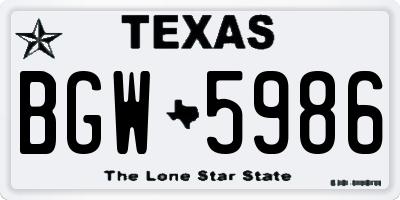 TX license plate BGW5986