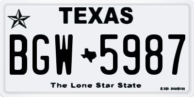 TX license plate BGW5987