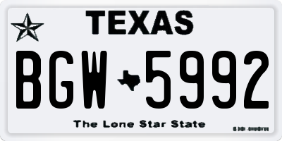 TX license plate BGW5992