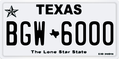 TX license plate BGW6000