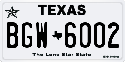 TX license plate BGW6002