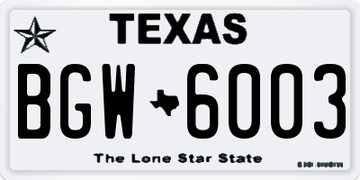 TX license plate BGW6003