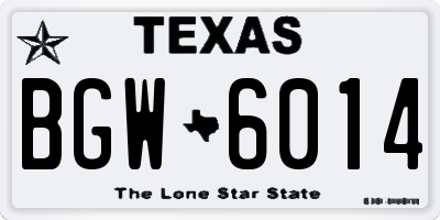 TX license plate BGW6014