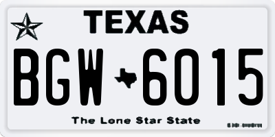 TX license plate BGW6015