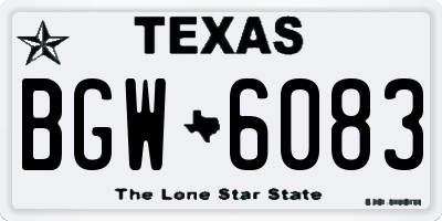 TX license plate BGW6083