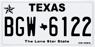 TX license plate BGW6122