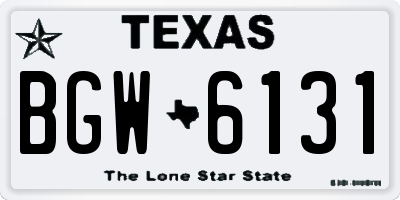 TX license plate BGW6131