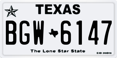 TX license plate BGW6147