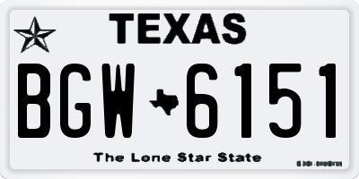 TX license plate BGW6151
