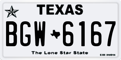 TX license plate BGW6167