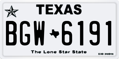 TX license plate BGW6191
