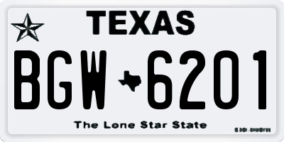 TX license plate BGW6201