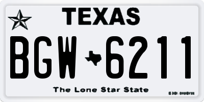 TX license plate BGW6211