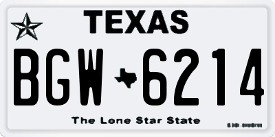 TX license plate BGW6214