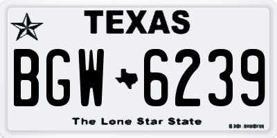 TX license plate BGW6239