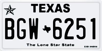 TX license plate BGW6251