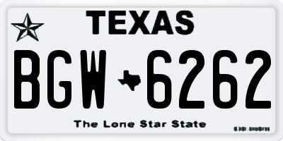 TX license plate BGW6262