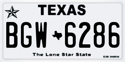 TX license plate BGW6286