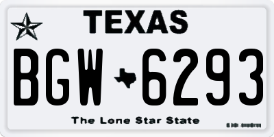 TX license plate BGW6293