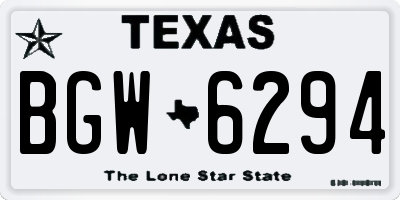 TX license plate BGW6294