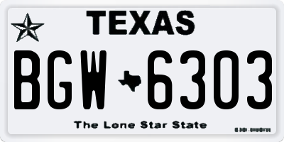 TX license plate BGW6303