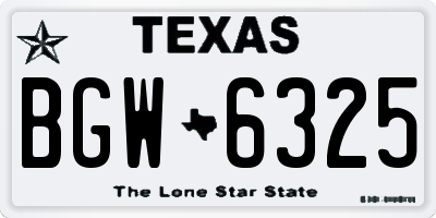 TX license plate BGW6325