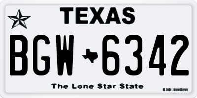 TX license plate BGW6342