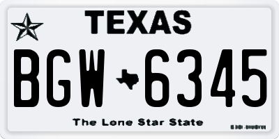 TX license plate BGW6345