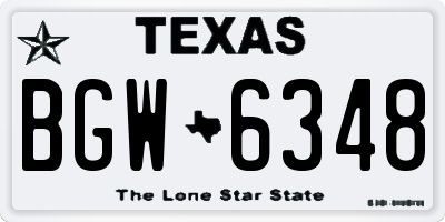 TX license plate BGW6348