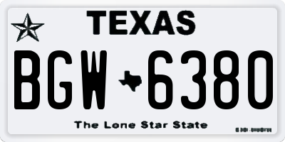 TX license plate BGW6380