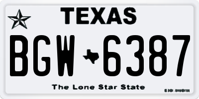 TX license plate BGW6387