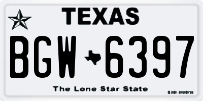 TX license plate BGW6397