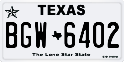TX license plate BGW6402
