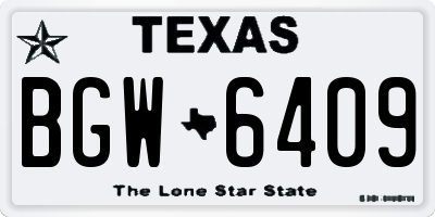 TX license plate BGW6409