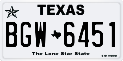 TX license plate BGW6451