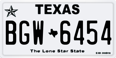 TX license plate BGW6454