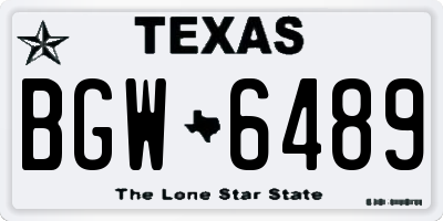 TX license plate BGW6489