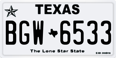 TX license plate BGW6533