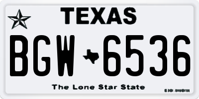 TX license plate BGW6536