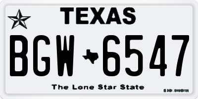 TX license plate BGW6547