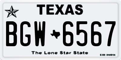 TX license plate BGW6567
