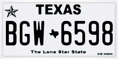 TX license plate BGW6598