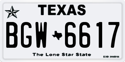 TX license plate BGW6617