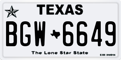 TX license plate BGW6649