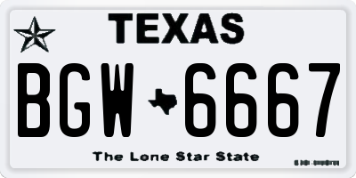 TX license plate BGW6667