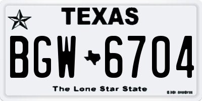TX license plate BGW6704