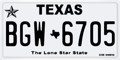 TX license plate BGW6705