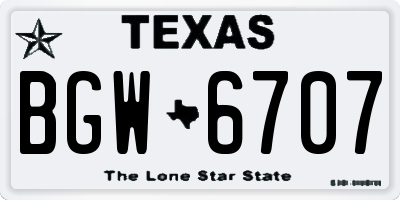 TX license plate BGW6707