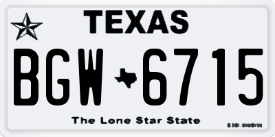 TX license plate BGW6715