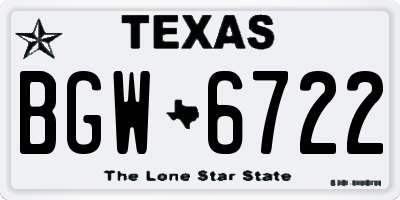 TX license plate BGW6722